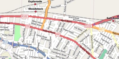 Mappa stradale di woodstock Città del Capo